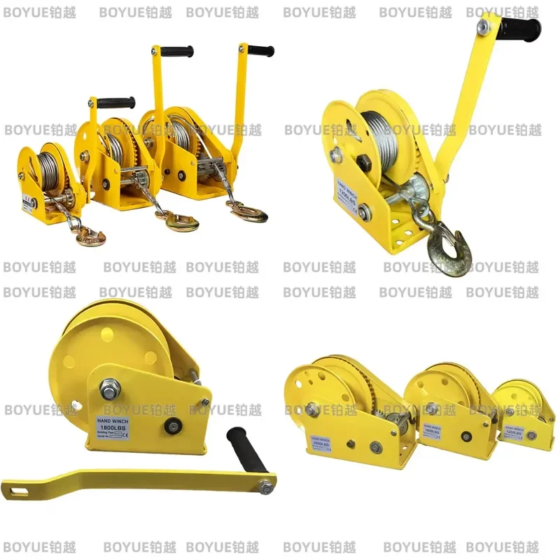 Mini Hand Winch 900LBS Heavy Duty Manual Anchor Puller for Boat Towing Recovery Small Portable Crank Hoist Marine Gear