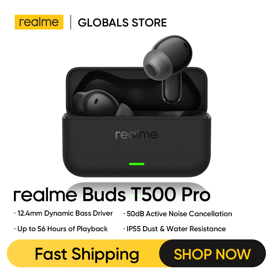  realme Buds T500 Pro TWS Earphones 50dB Noise Cancellation Up to 56 Hours of Playback Bluetooth 6.1 IP55 12.4mm Bass Driver 