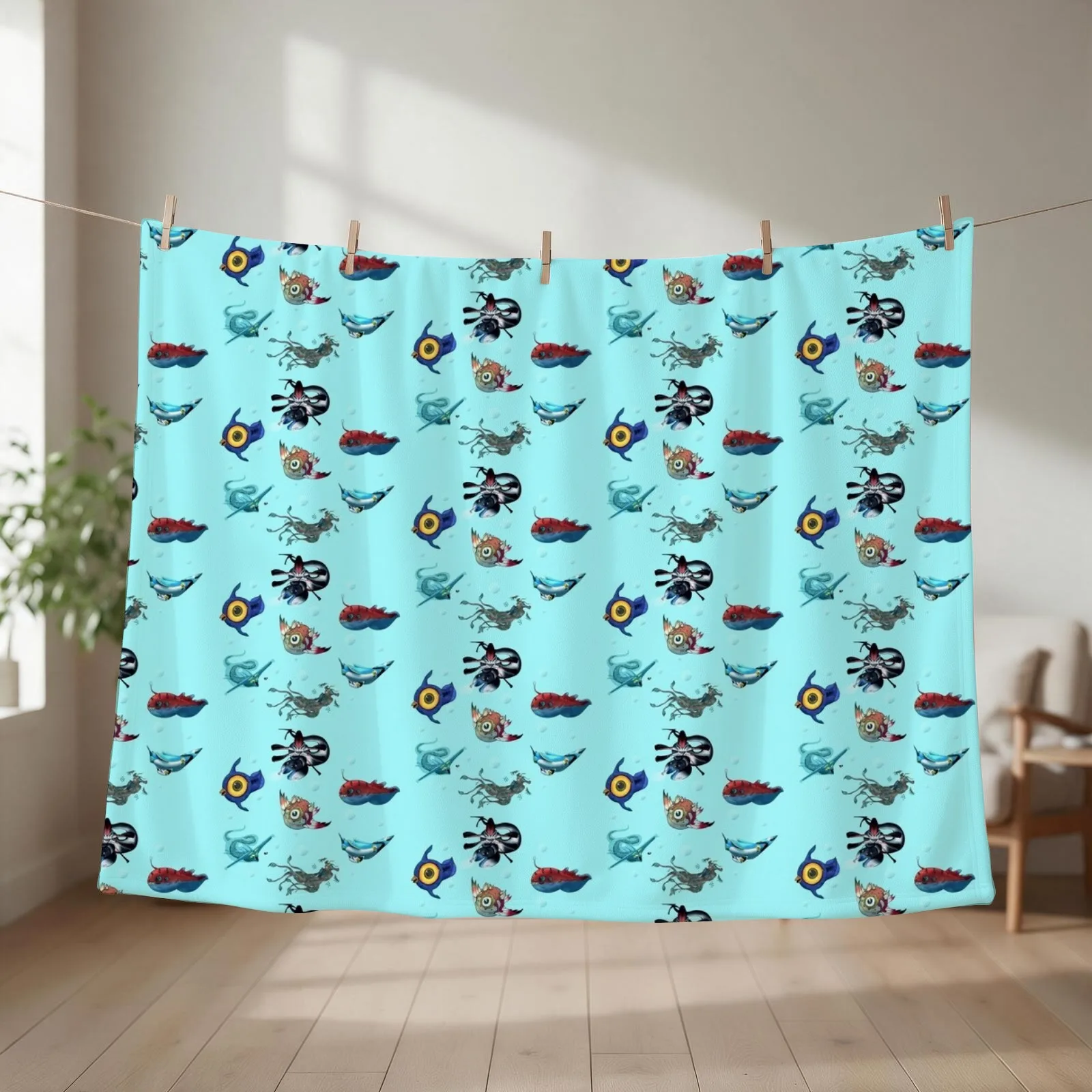 Subnautica Fauna Throw Blanket couch cozy soft plush fuzzy picnic outdoor blanket
