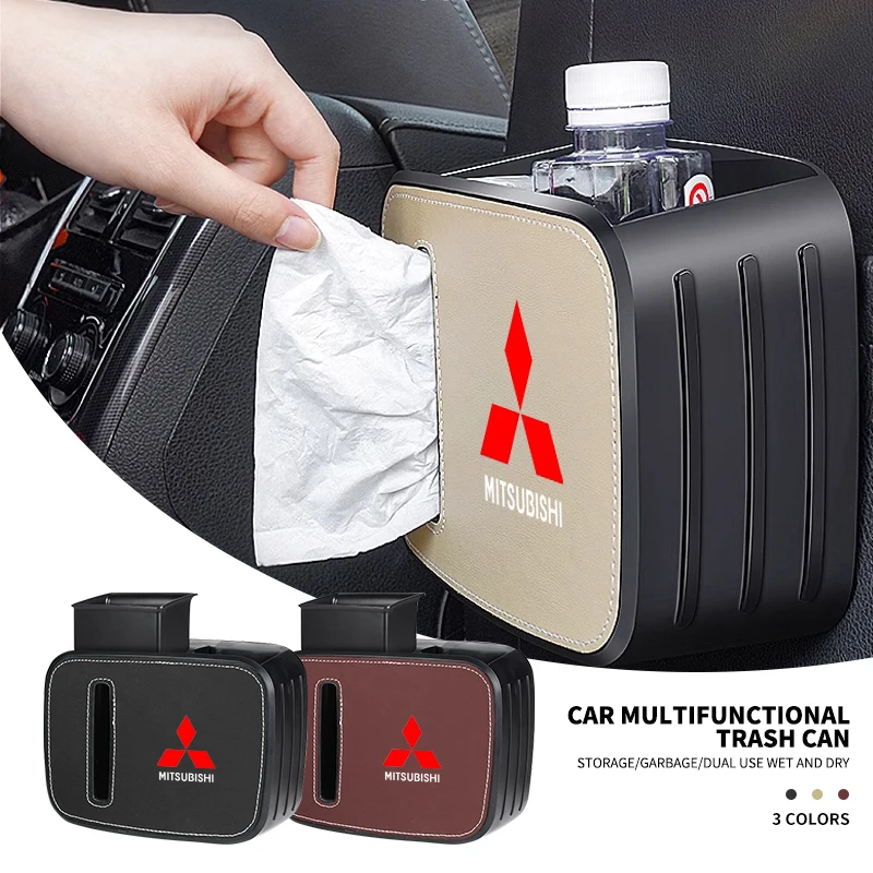 Car interior High-quality car tissue box leather storage box For Mitsubishi ASX Lancer Pajero 4 Colt Galant 8 Carisma EX EVO