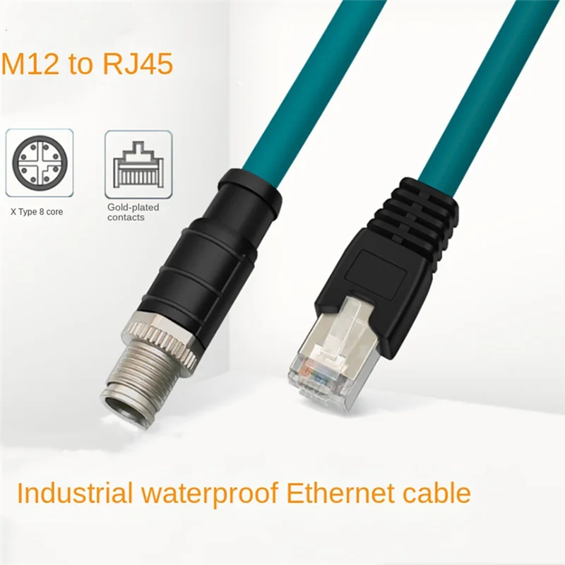 FFYY-M12 X-نوع شبكة كابلات الموصلات 1 متر 8Pin إلى RJ45 ذكر X الطيران التوصيل كاميرا صناعية الاستشعار سحب سلسلة خط
