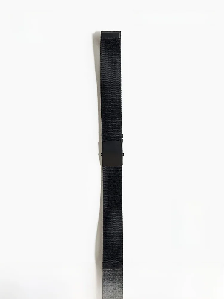 

H&M Men's Belt Simple Black Metal Buckle Woven Belt Stylish Accessory for Casual Wear Polyester Fiber Male Belt