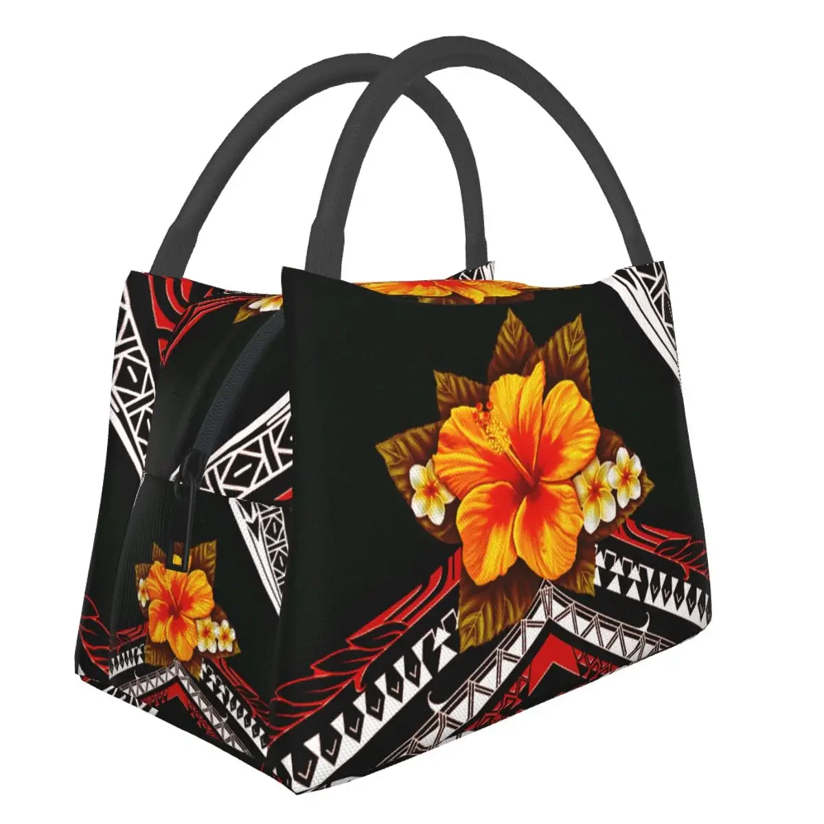 NOISYDESIGNS Insulated Lunch Bag Hawaiian Hibiscus Plumeria Print Cooler Tote Box Meal for Work Picnic Travel Food Container