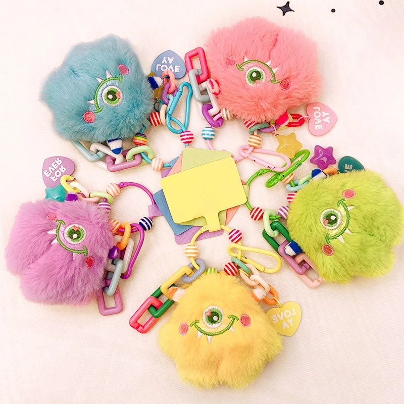 Cute Plush Phone Charms DIY Car Mobile Phone Chain Lanyard Keychain Backpack Smartphone Little Monster Pendant Stuffed Toy Gift