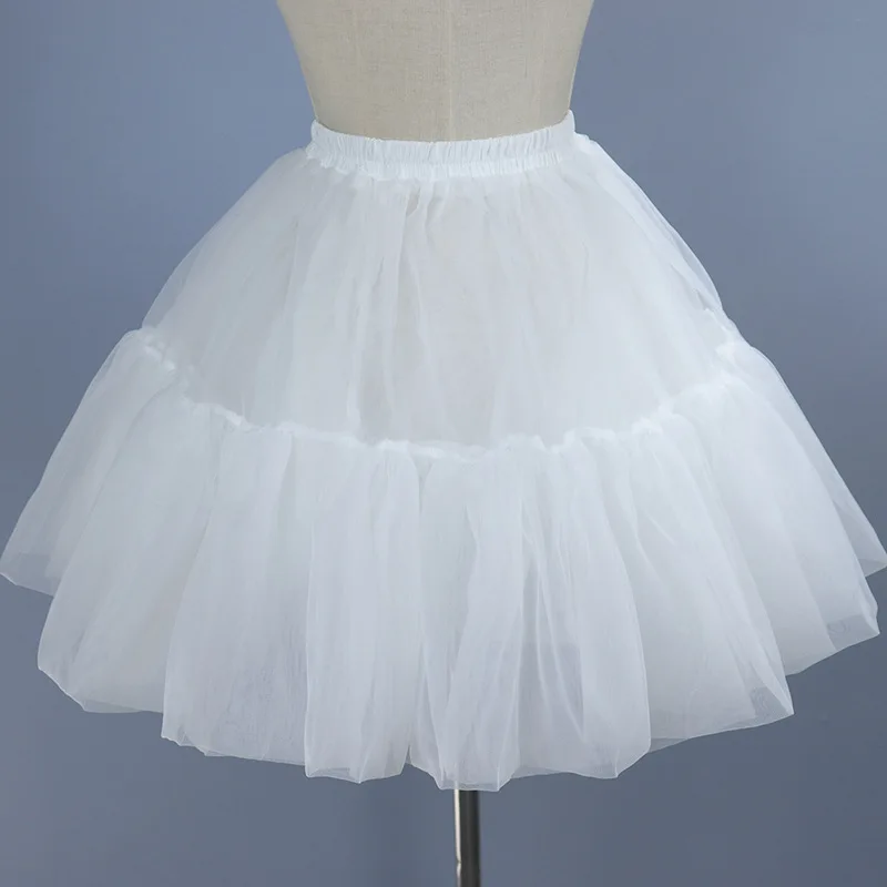 In Stock White Top Quality Ballet Petticoat Ruffle Tulle Short Crinoline Bridal Petticoats Lady Girls Child Underskirt Jupon