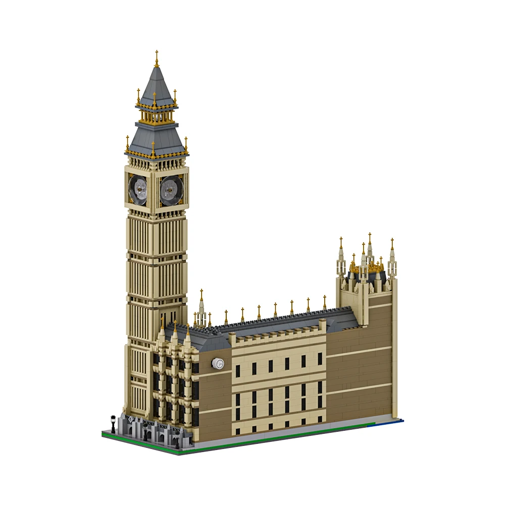 Moc grande ben modelo blocos de construção londres cidade vista rua famosa torre relógio estilo gótico arquitetura tijolo brinquedos presente adulto