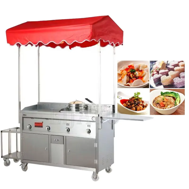 Fried Guandong Cooking Malatang Mobile Hand Push Snack Cart Commercial Snack Food Trailer Truck