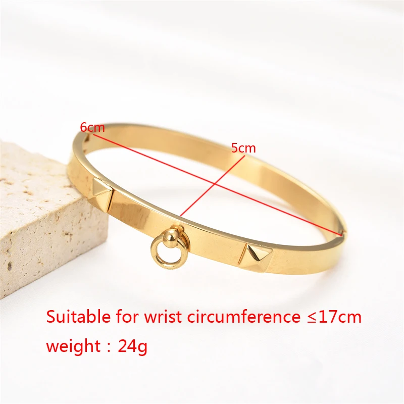 FYSARA High Quality Stainless Steel Rivets Bracelets Pyramid Dangle Circle Bangle Wedding Party Jewelry Souvenir Gift for Women