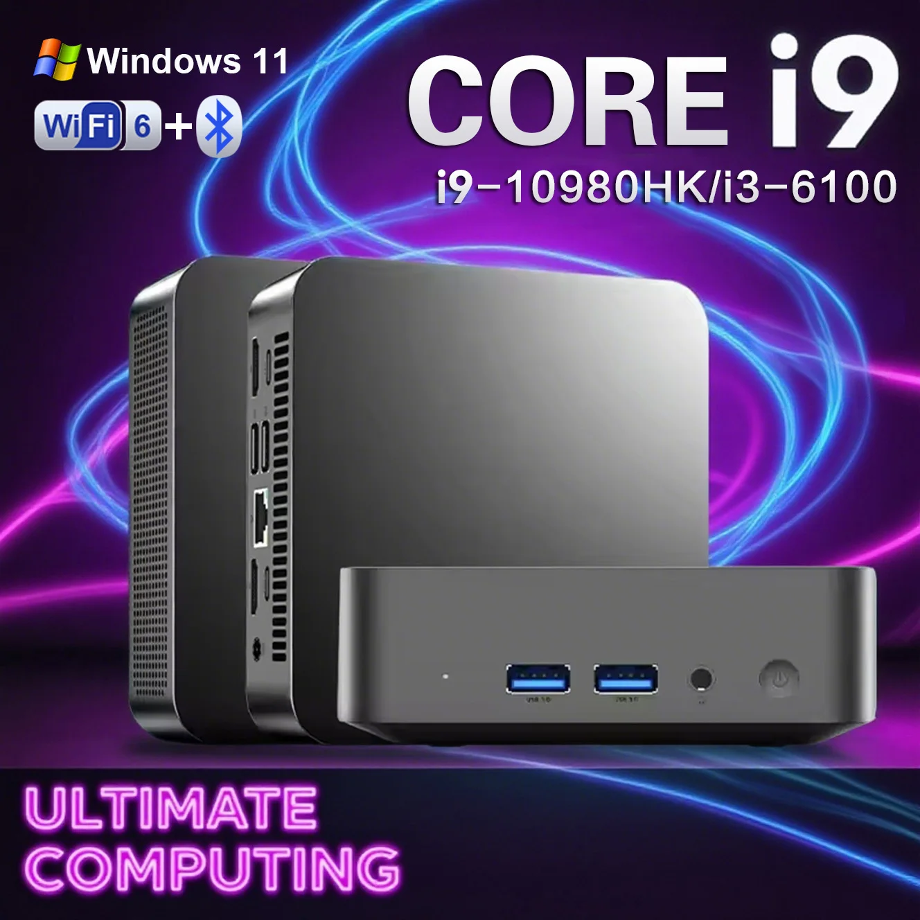 

Мини-ПК с Windows 11 Pro, процессором Core i9 10980HK, i3 6100, 32 ГБ оперативной памяти, SSD на 1 ТБ/2 ТБ, игровой компьютер, 4K 60 Гц, мини-десктоп, портативный ПК