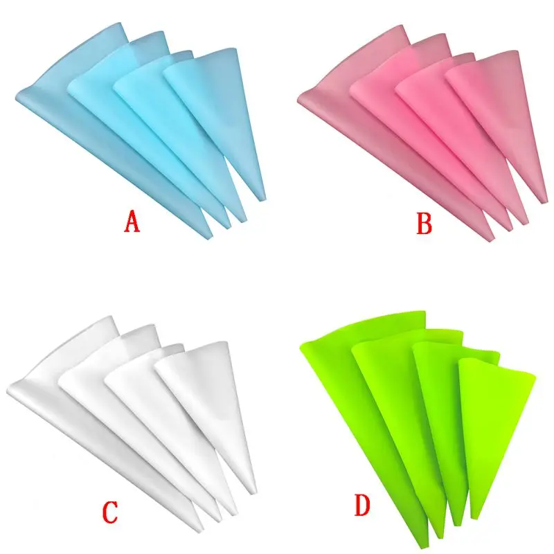 4Pcs/Set Silicone Pastry Bag Tips Kitchen DIY Cake Icing Piping Cream Cake Decorating Tools Reusable Pastry Bags Set