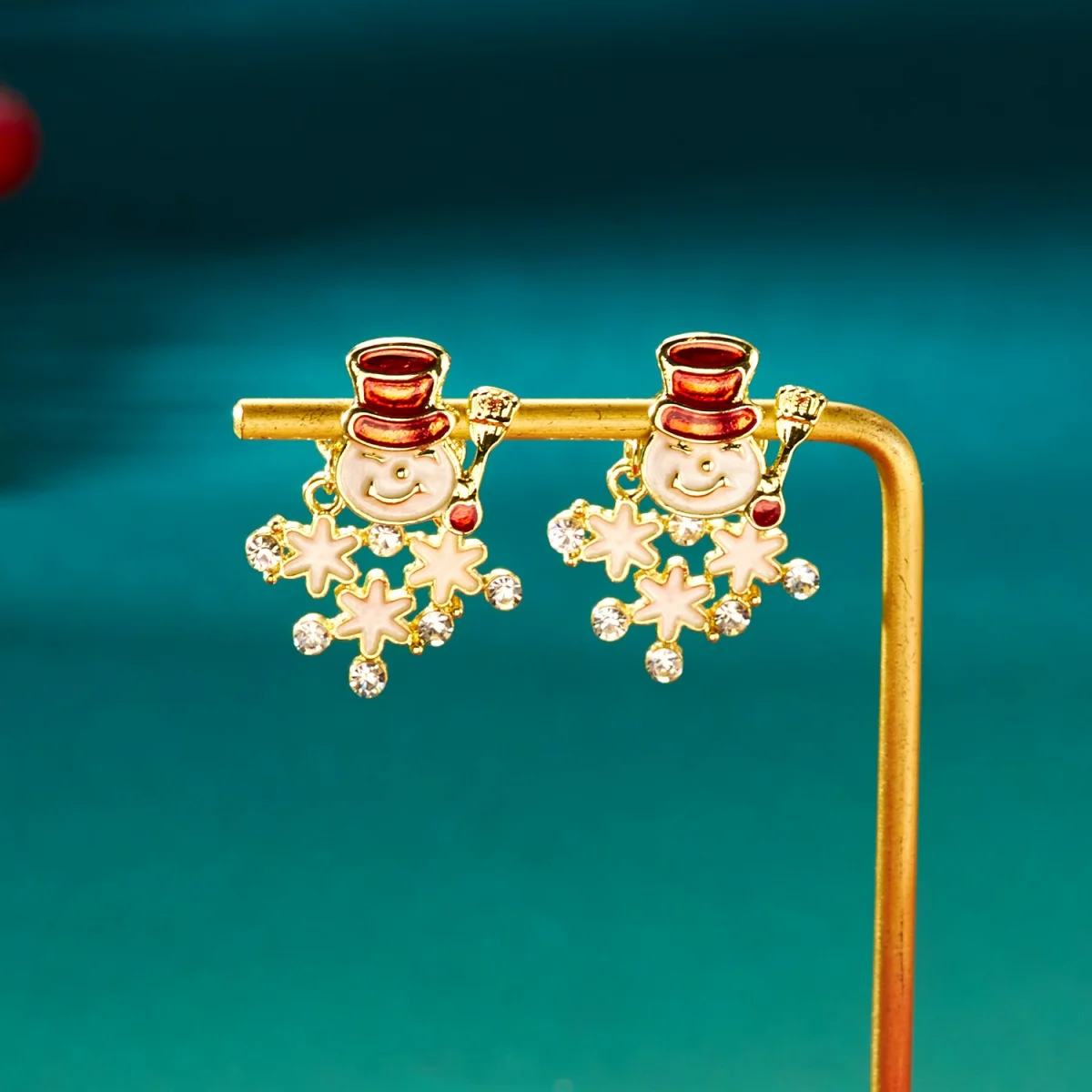 Christmas Holiday Stud Earrings Rhinestone Snowflake Wearing Xmas Hat Snowman Earring Creative Party Jewelry Gift For Women Men