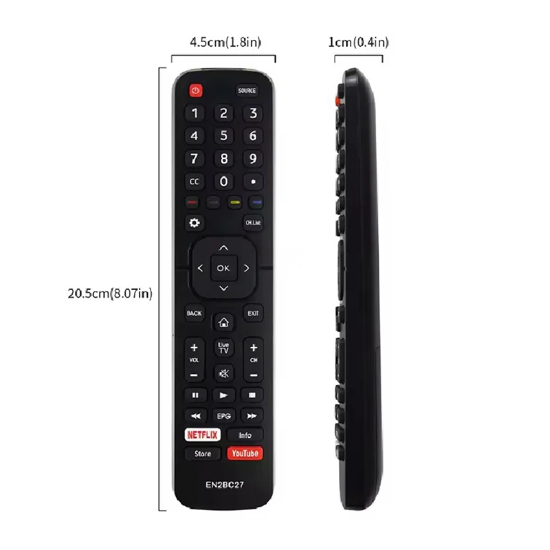 جهاز تحكم عن بعد Hisense H32A5840 LED LCD ذكي EN2BC27 مع أزرار YouTube وNetflix #5