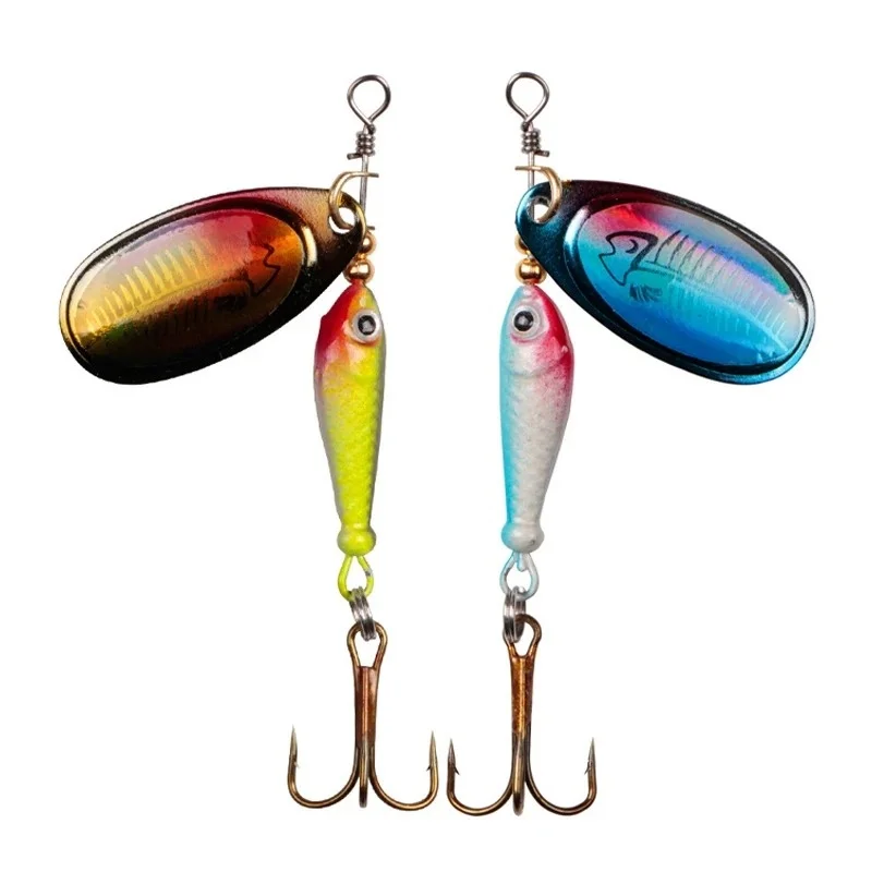 

Hard Baits Crap Bass Treble Hook Tackle Accessories 1pcs Rotating Metal Spinner Fishing Lures 9.1g 7cm Sequins lscas Artificial