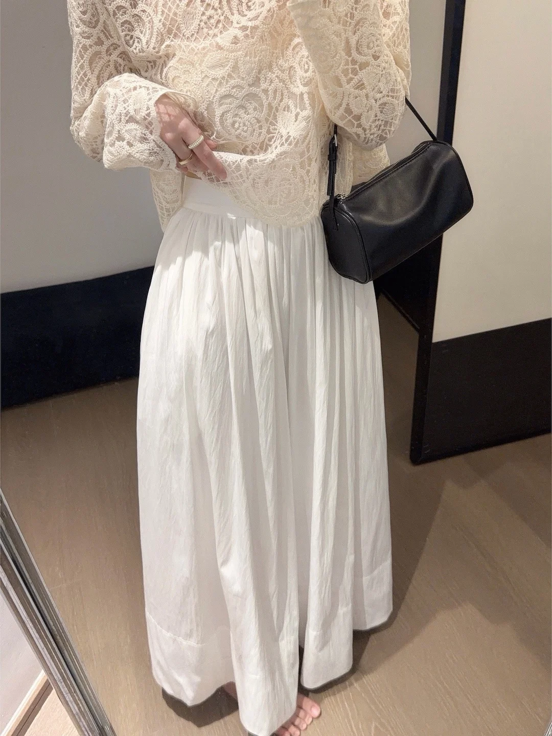 

Художественная пышная юбка с высокой талией в корейском стиле, белая, А-силуэт, юбка-солнце, скрывающая недостатки фигуры, с эффектом похудения