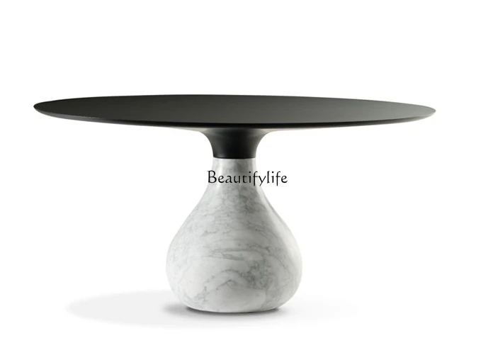 Modern Light Luxury Creative Natural Marble Water Drop round Dining Table