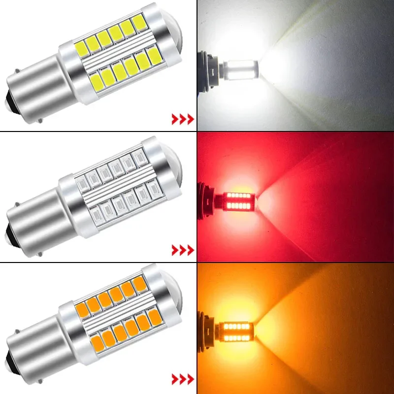 

1 PCS PY21W P21/5W 1156 Ba15s 1157 Bay15d 자동차 LED 전구 방향 지시등 12V 33SMD 7000K 흰색 브레이크 역방향 주차 램프