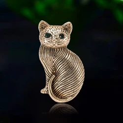 Retro Exquisite Cat Brooches for Women Unisex Rhinestone Animal Pins Event Funny Luxury Gifts New Year Friends Party Decoration