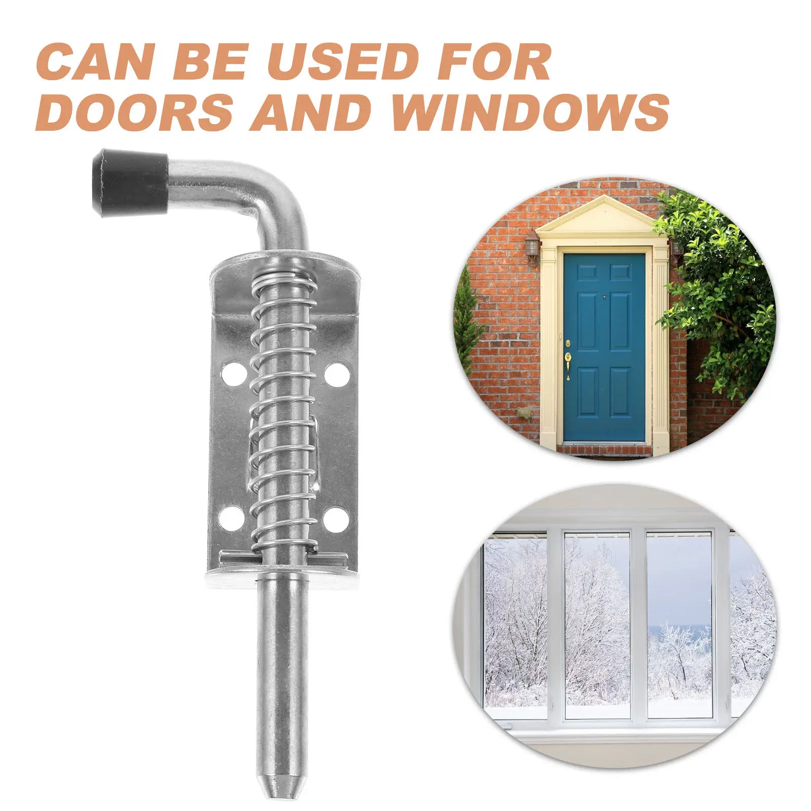 2Sets Thickened Stainless Steel Spring Latch Door Bolt Barrel Lock Heavy Duty Slide Bolt Latch for Exterior Doors Windows