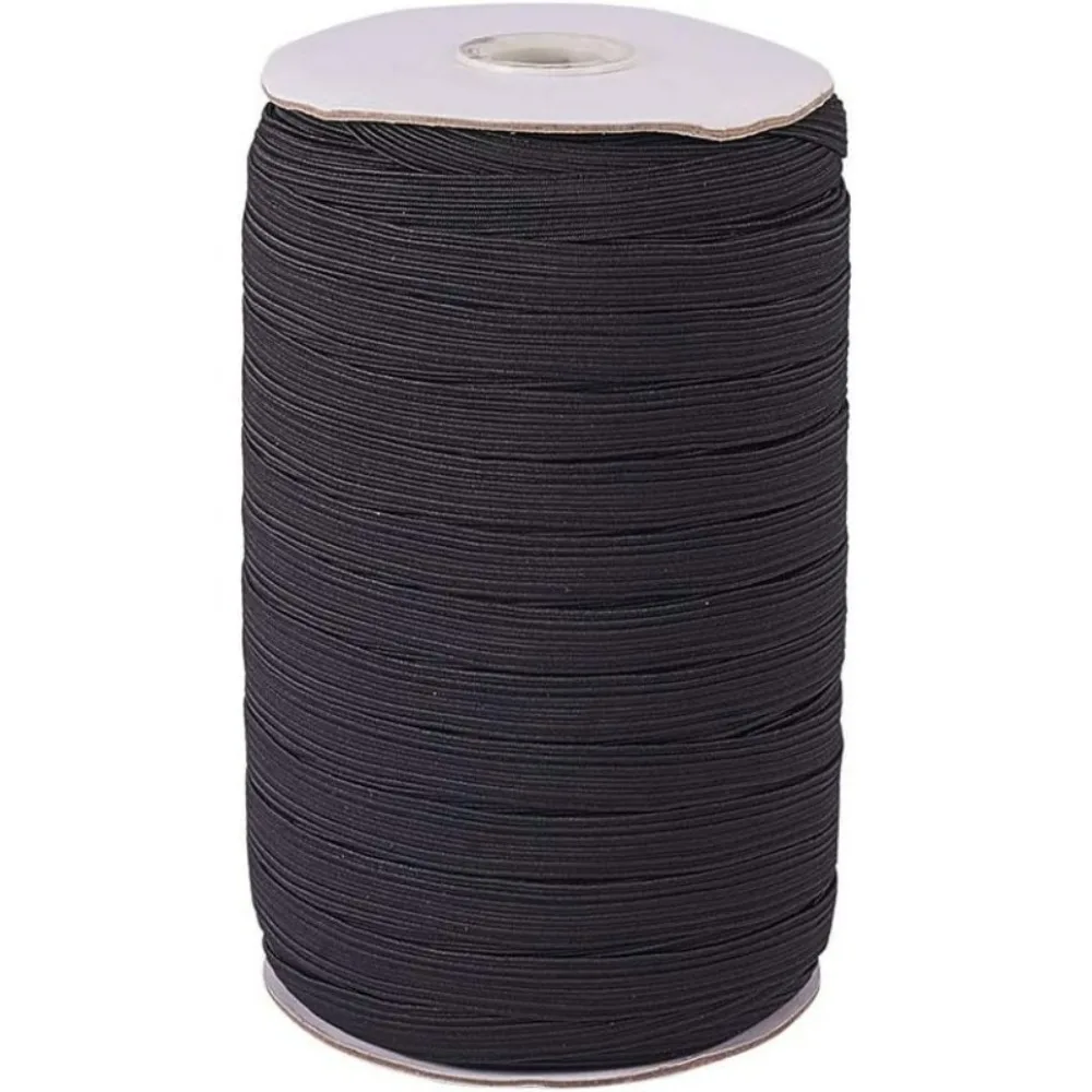 100 Yards 2/5 Inch Width Flat Elastic Band Elastic Sewing Cord Stretch Strap Cord Roll Black Stretch Knit Elastic Spool for DIY