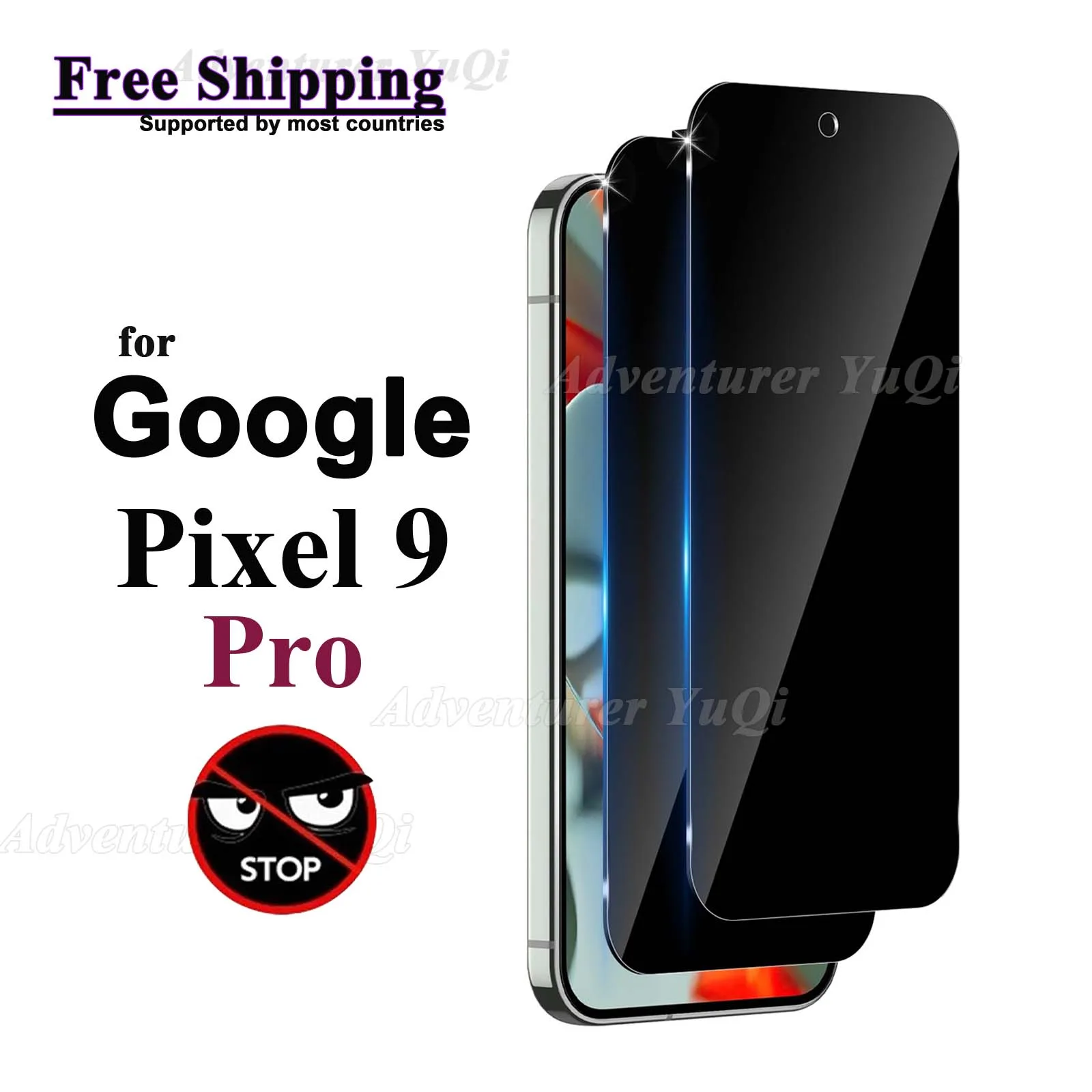 

Anit Spy Screen Protector For Google Pixel 9 Pro 6.3 inch Privacy Tempered Glass Peep Scratch 9H Fingerprint Unlock 0.18mm