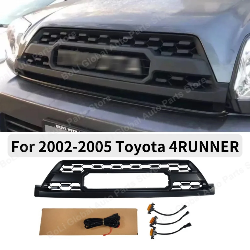 Parrilla de carreras compatible con estilo TRD 4RUNNER 2002-2005 con luces Led decoración de parachoques delantero compatible con parrilla de Surf Toyota Hilux