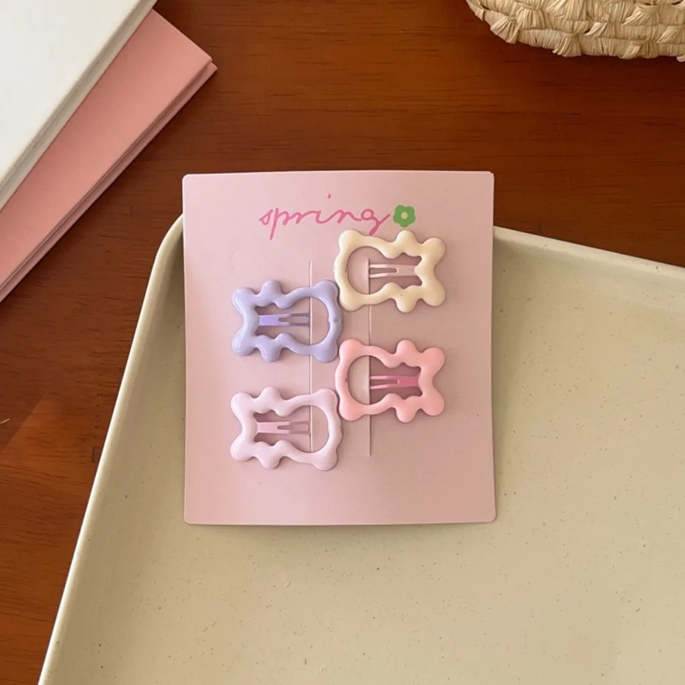 4pcs/set Fashion Colorful Hair Clips Geometric Cute Hairpin Sweet Barrettes for Girls
