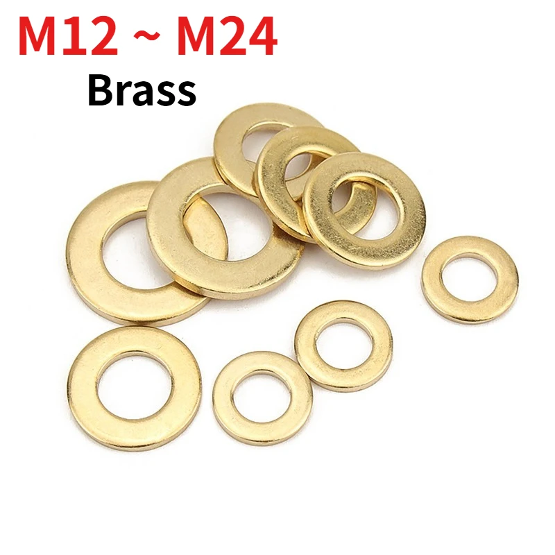 M12 M14 M16 M18 M20 M22 M24 Brass Flat Washer DIN 125, Copper Plain Washer, Solid Brass Flat Gasket, Sealing Spacer Washer