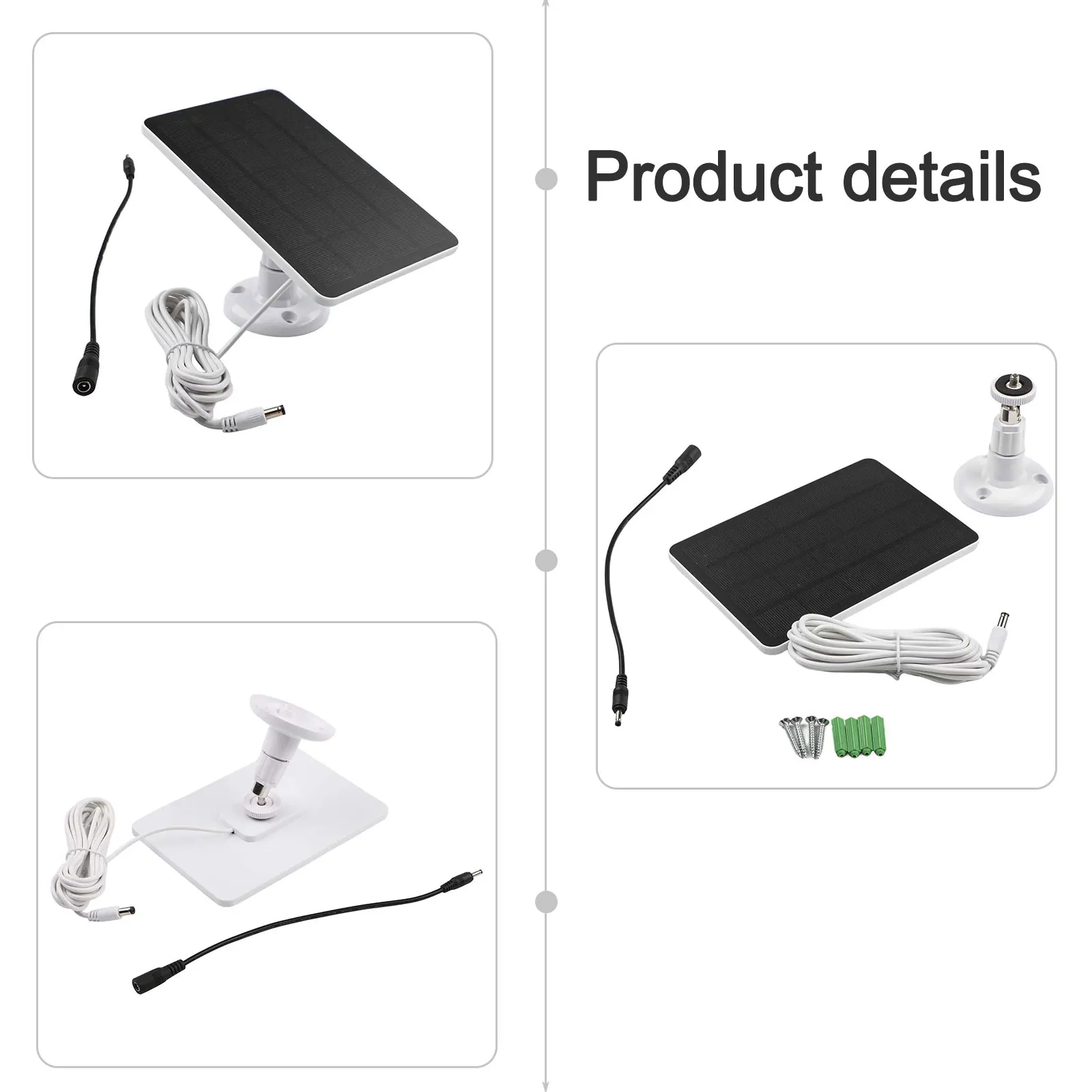 1Pc 4W 5V Monocrystalline Solar Panel 360 Adjustable For Ring Doorbell Security Camera Power Supply Charging Kit