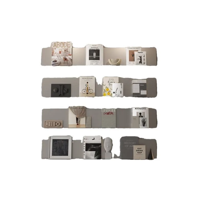 

ins luminous baffle upper wall stainless steel wall shelf display shelf bookshelf laminate wall jewelry magazine rack