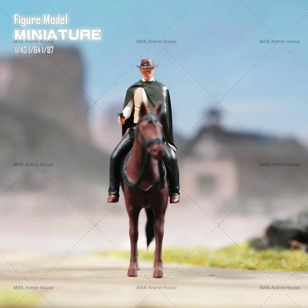 Miniaturen Figuren 1/87 1/64 1/43 1/24 Rijden Een Paard Met Een Pistool Cowboy Man Hunter Model Creatieve Fotografie Scène Poppen Speelgoed