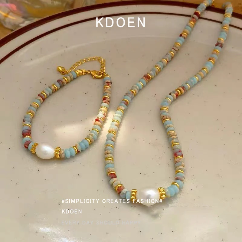Vacation Style Natural Stone Bead Pearl Pendant Bracelet For Women\'s Fashion Jewelry sets Unusual Bracelet Accessories For Party