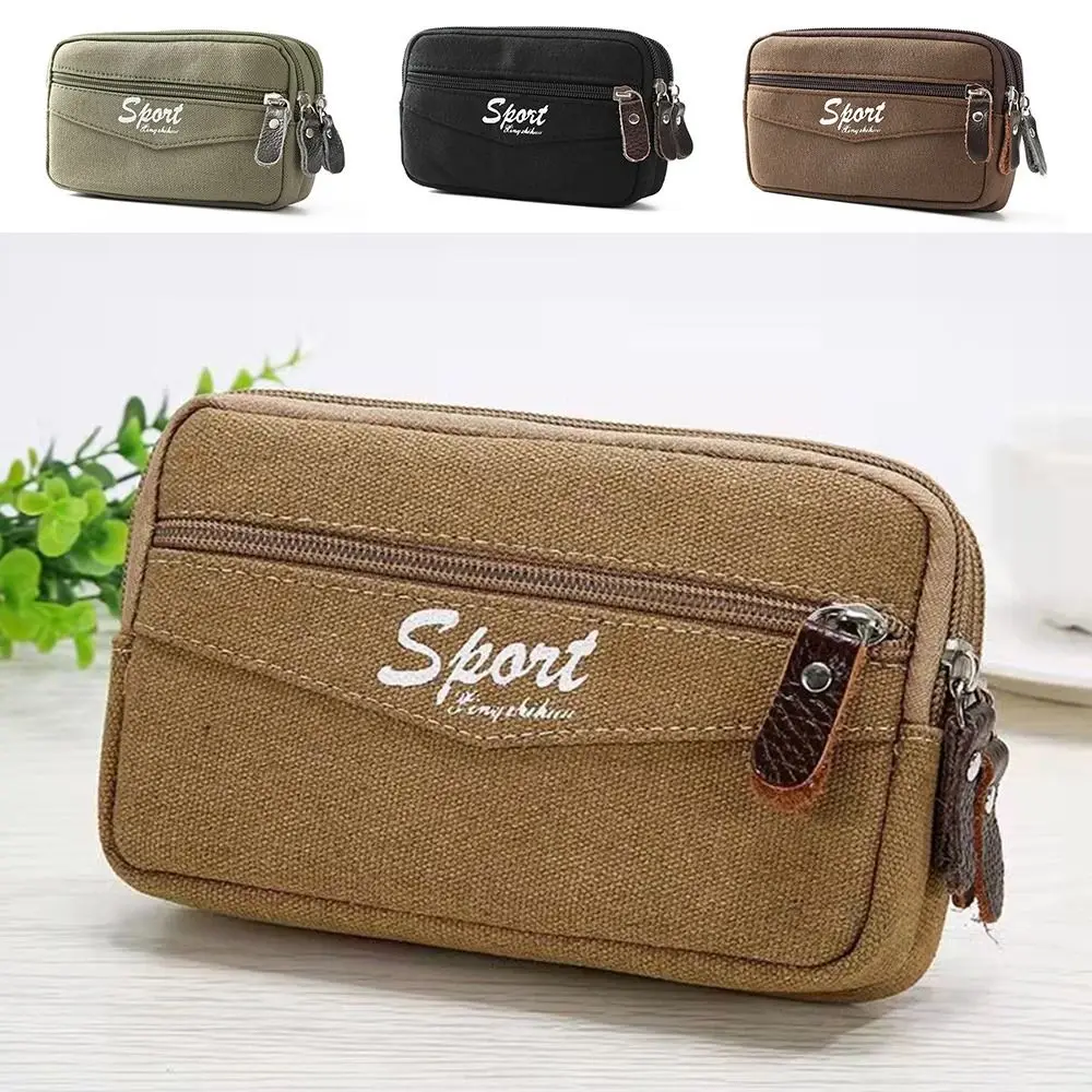 New Canvas Phone Holder Waist Bag Portable Multifunctional Phone Bag Waterproof Leisure Sport Purse Daily