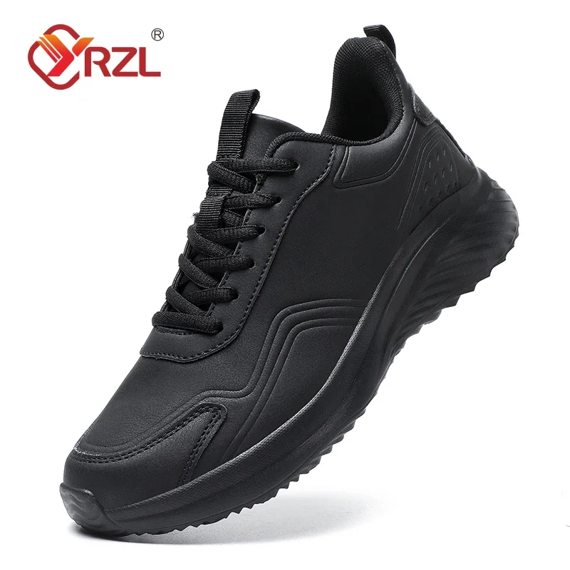 

YRZL Black Running Shoes Men Waterproof Athletic Sneakers Men Wear-resistant Non Slip Walking Sport Shoes Comfortable Men Shoes