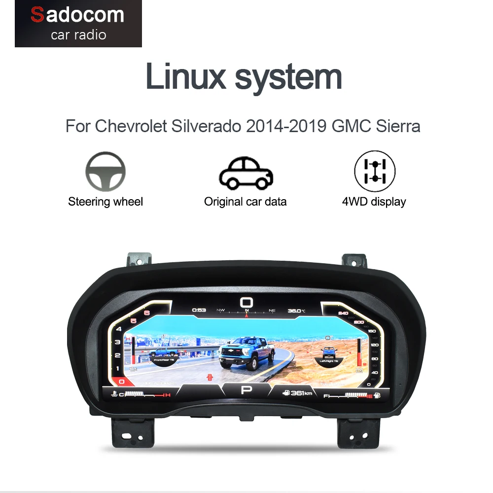 

LCD Digital cluster Dashboard Panel For Chevrolet Silverado 2014-2019 GMC Sierra Cluster Virtual Speedometer Screen Instrument