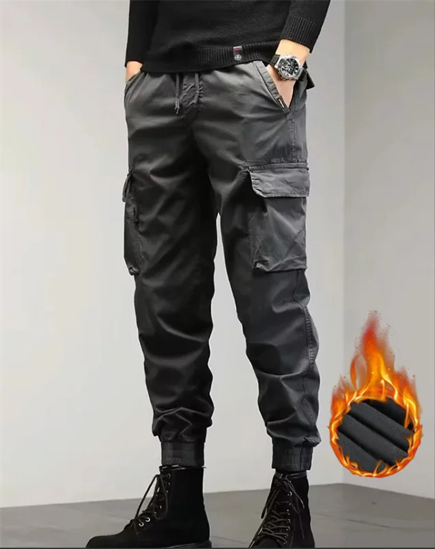 Handsome and thick windproof winter cotton pants for men with added fleece and thick warm pants  worn on top with pure cotton ba