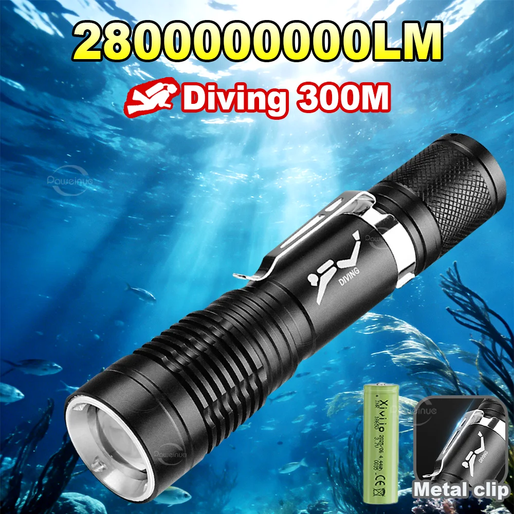 

Профессиональный светодиодный фонарь для дайвинга 28000000LM, мощный подводный фонарь IPX8, фонарь для подводного плавания, для дайвинга в пещерах и подводной охоты