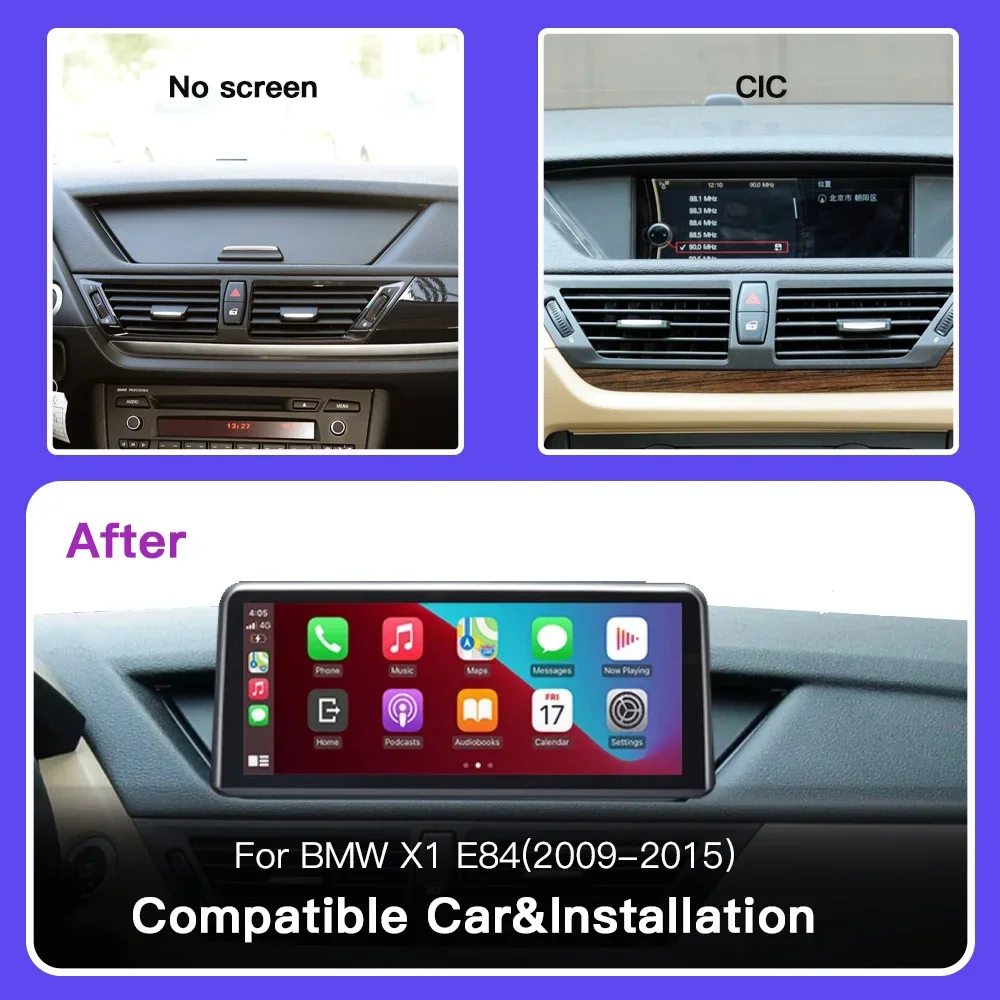 AUTOabc Wireless  Linux carplay Android Auto Multimedia Display For BMW X1 E84 2009-2015 CIC Navigation Video Playback