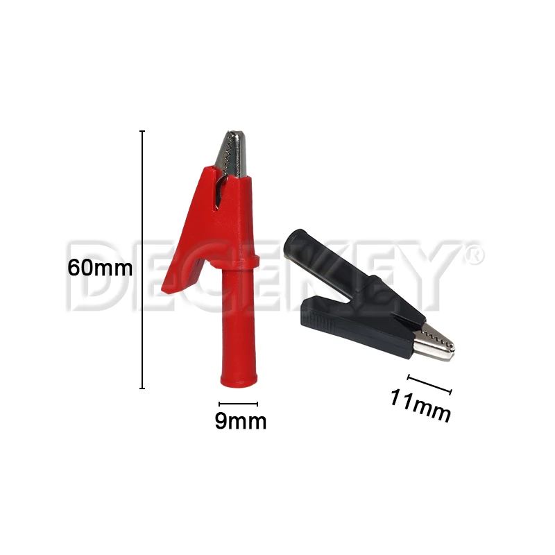 5PCS Pure Copper Insulated Test Alligator Clip 10MM Opening With 4MM Jack Safety Crocodile Clamps For Banana Plug Or Welding