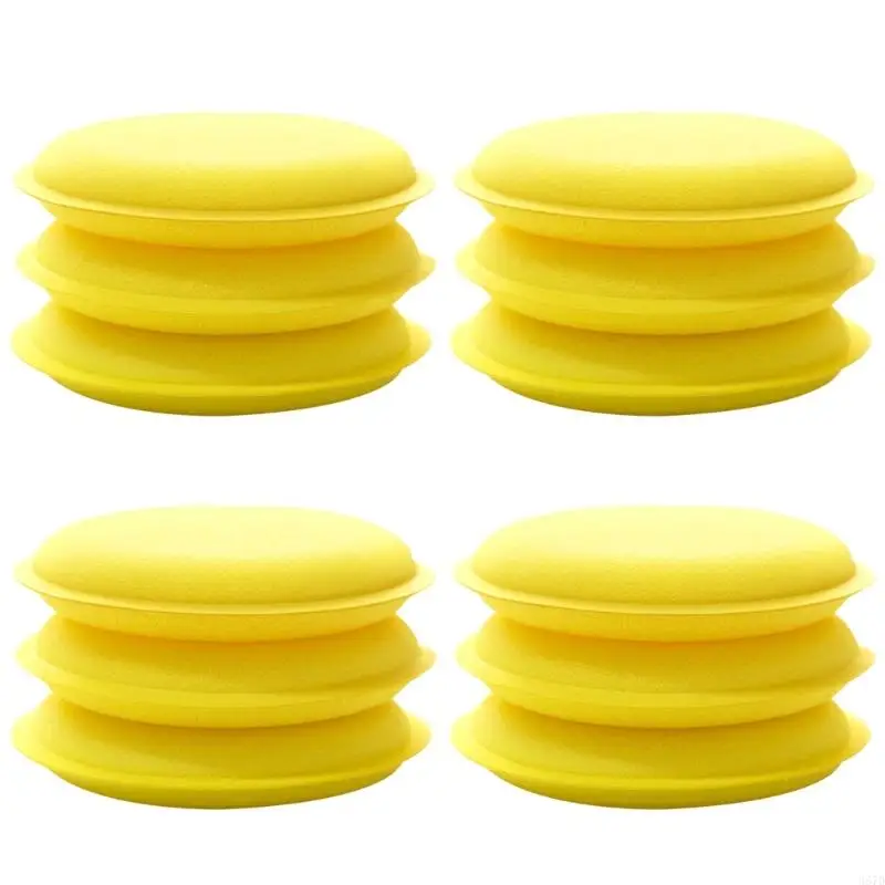 367D 12Pcs Car Wax Applicator Round Shaped Sponge Waxing Polish Foam Ultra-Soft Pads for Clean Cars In Stock Cleaning Tool