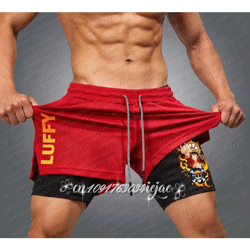 2026 Luffy Print Shorts für Herren und Kinder – Sommerliche, schnell trocknende Doppellagen-2-in-1-Hose – Bequeme und atmungsaktive Cosplay-Bekleidung