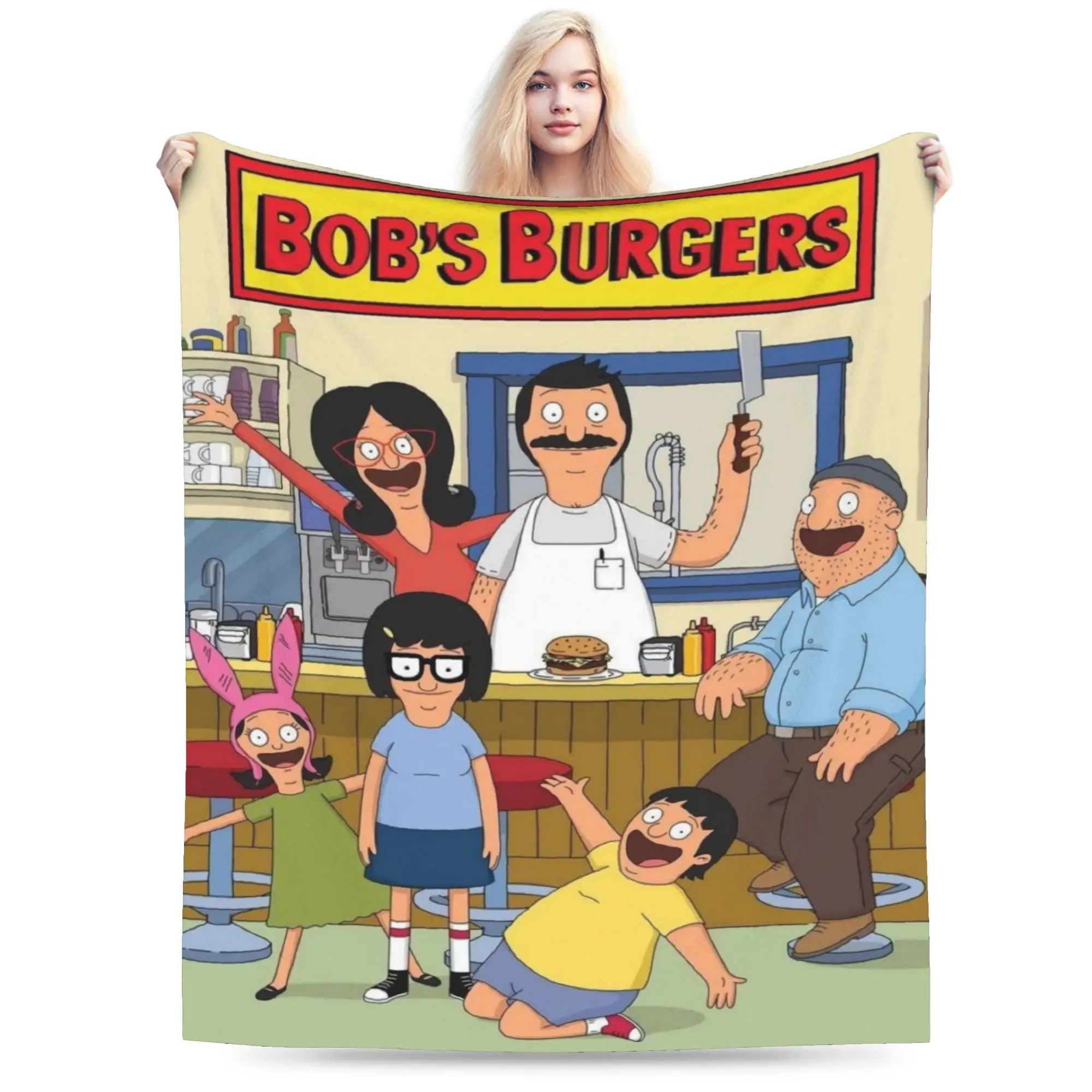 

Bobs Funny B-Burgers Accessories Blankets Super Soft Flannel Throw Blanket Cozy Bedding Throws