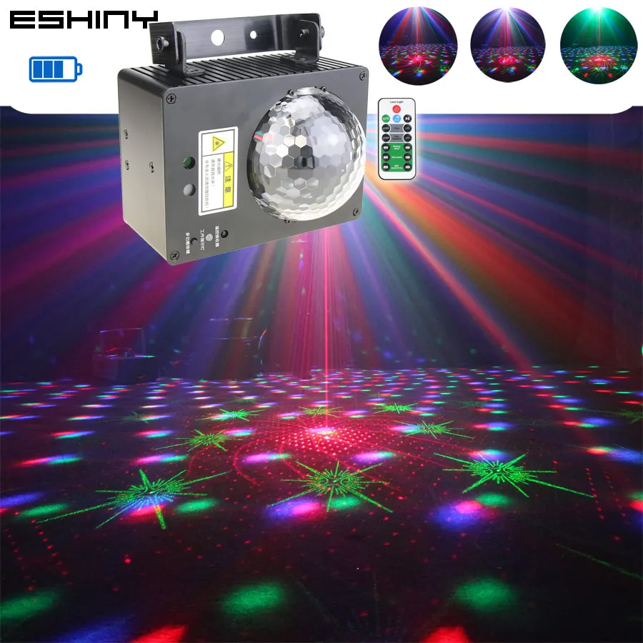 

ESHINY Battery RGB LED Magic Ball 64 Pattern DJ Disco Light Bar RG Laser Projector Party Dance Room Stage Effect Lamp USB B226N7