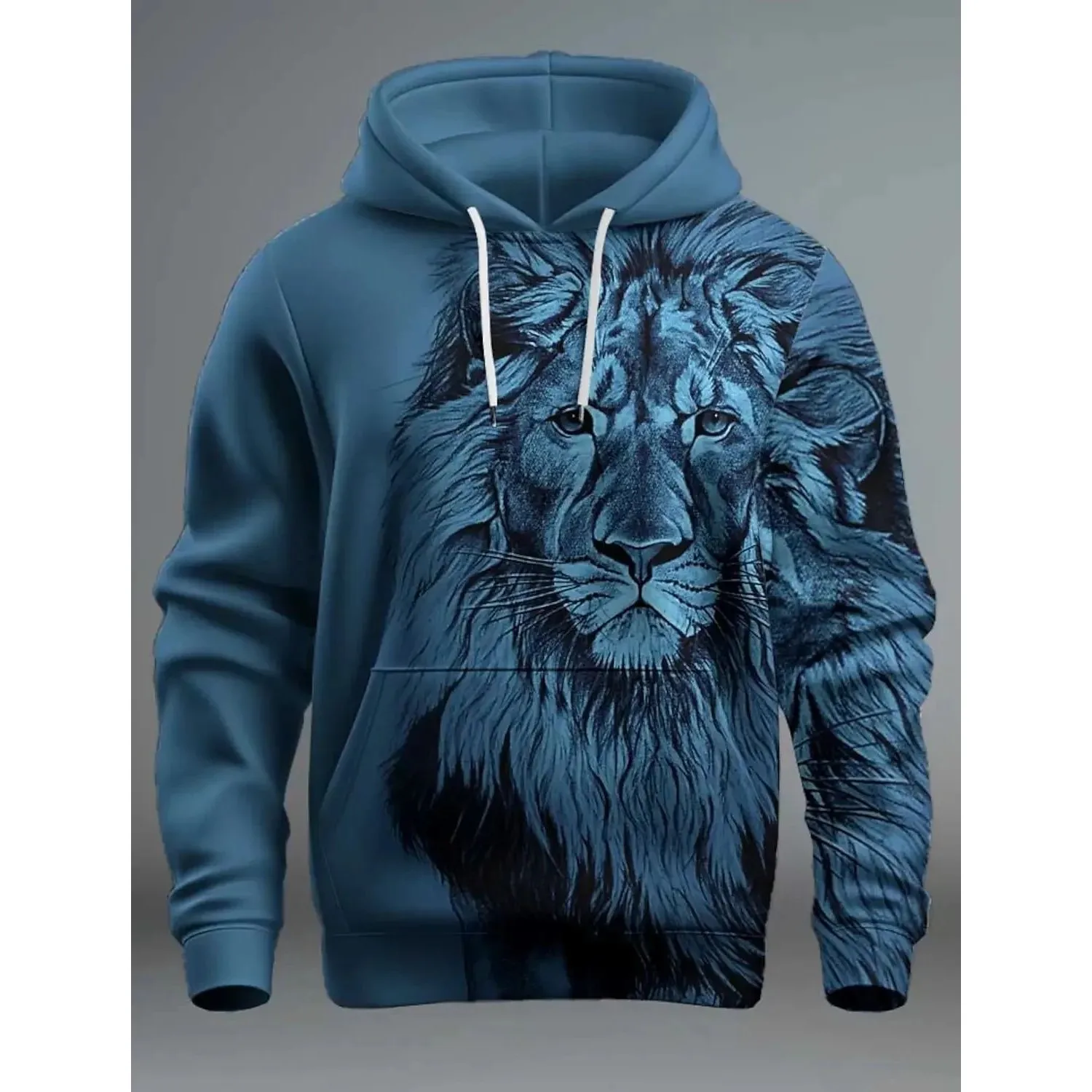 

Men's plus Size 3D Lion Hoodie Sweatirt Animal Print round Ne Pullover New Arrival Autumn Faion Streetwear