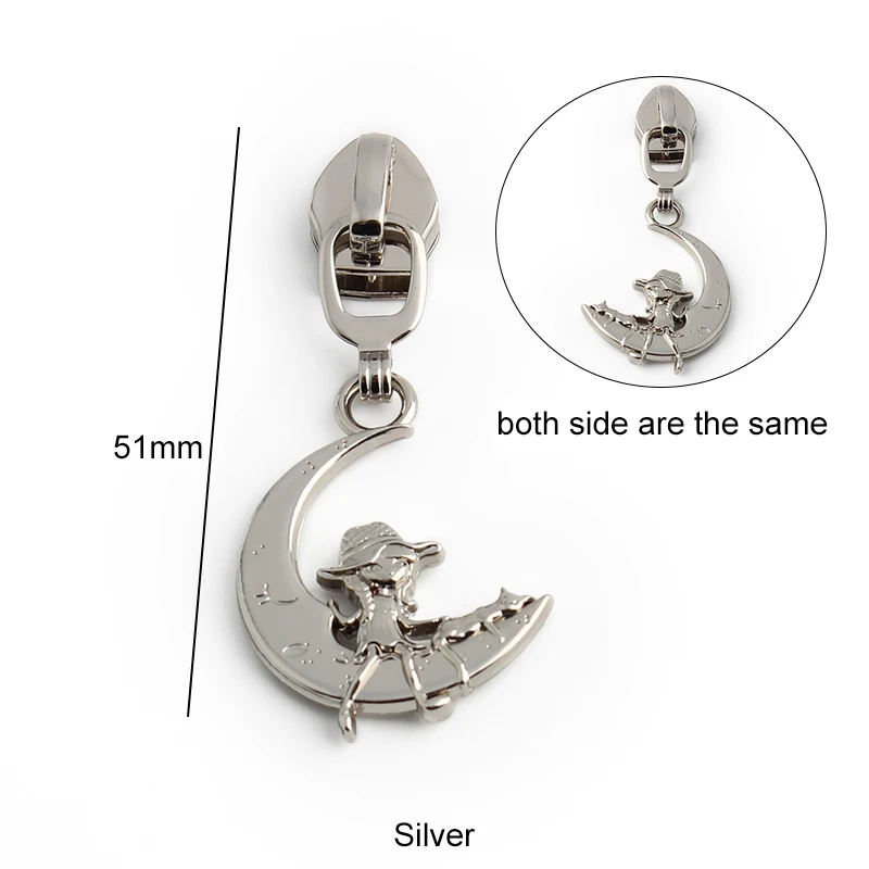 5PCS Silver metal zipper pulls for luggage and backpack sewing accessories #5 nylon zipper slider replacements DIY wallet making