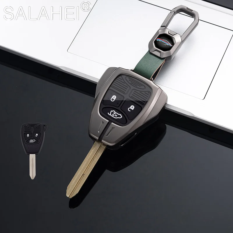 Zinc Alloy Leather Car Key Case For Jeep Wrangler Compass Patriot Liberty Chrysler 300 PT Dodge JCUV Caliber Nitro Accessories