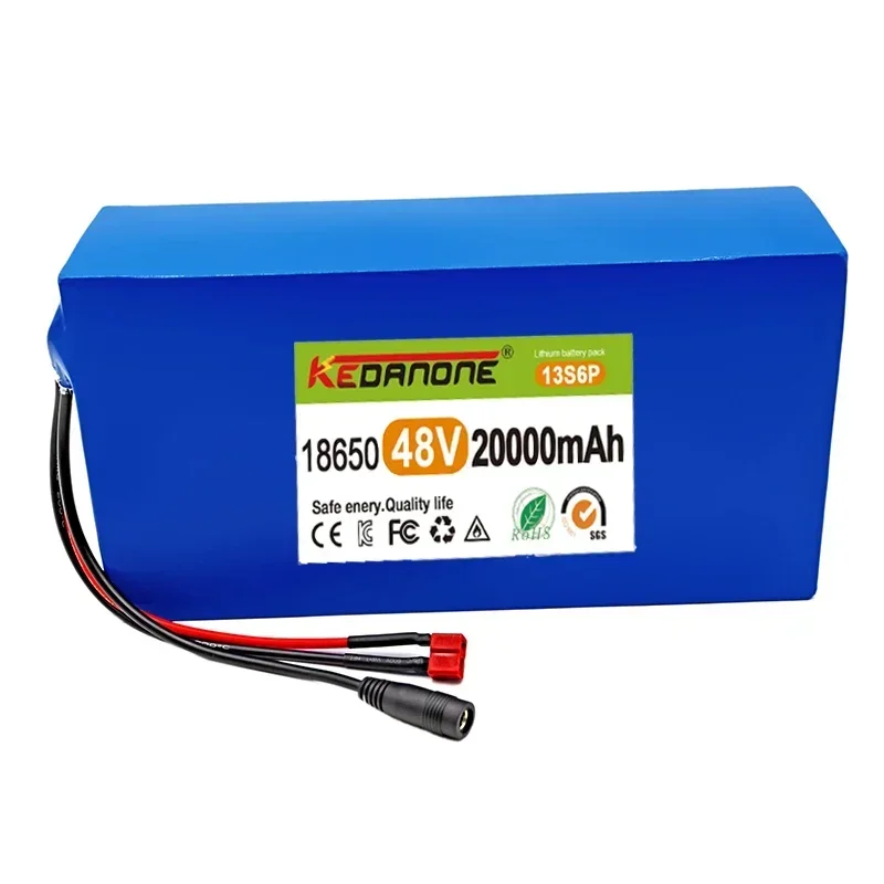 eléctrica Batería de 13S6P bicicletamotor de 18650 W-1000W, DC 1200 V, con 25A BMS y cargador 2A, 48V,20Ah,30Ah, 54,6VCharger