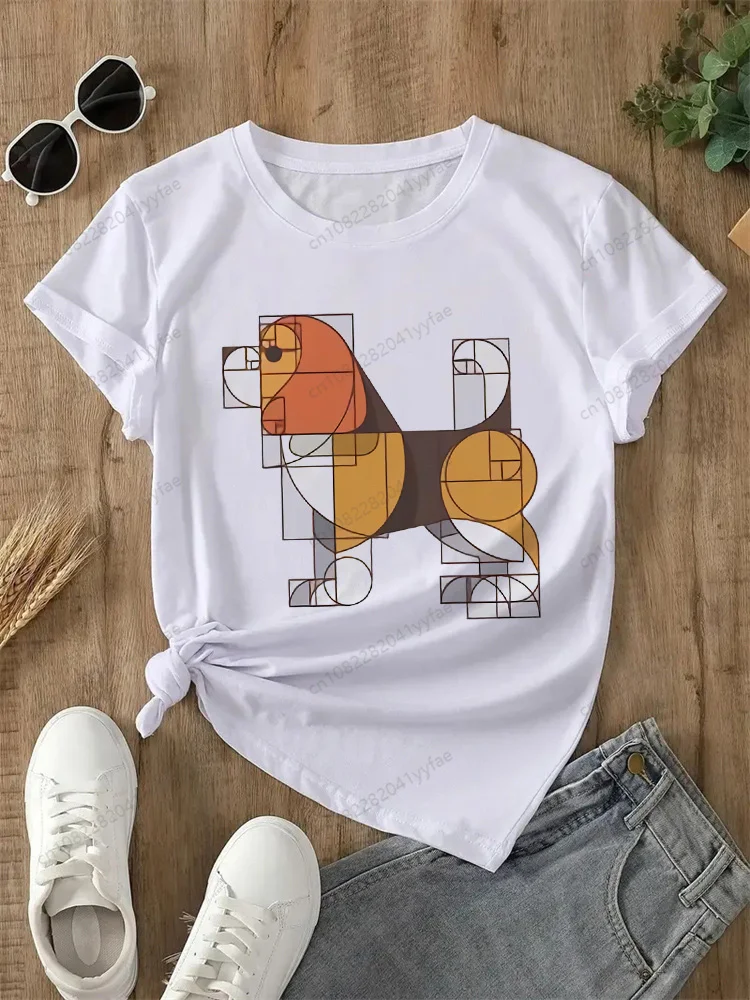 

Забавные графические футболки с принтом бигля, женские летние Harajuku, женская уличная одежда, Camisa, повседневная рубашка с круглым воротником на заказ