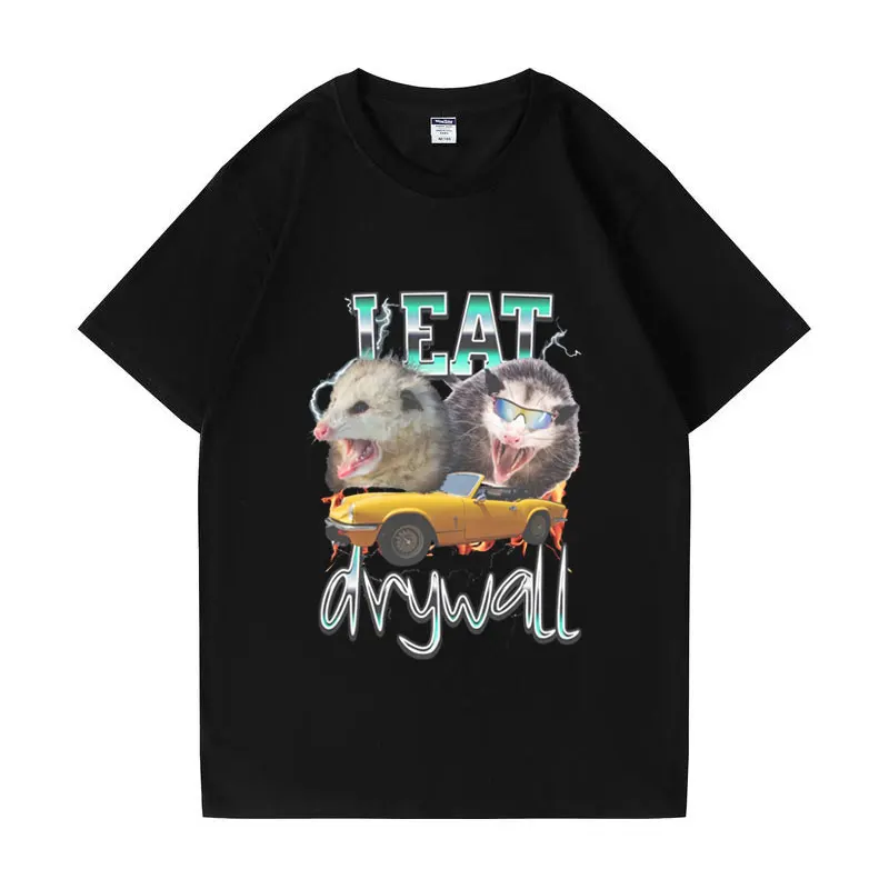 

Stylish I Eat Drywall T Shirt Funny Opossum Meme Graphic T Shirts Men Women's Casual Cotton T-shirt Harajuku Aesthetic Tees Male