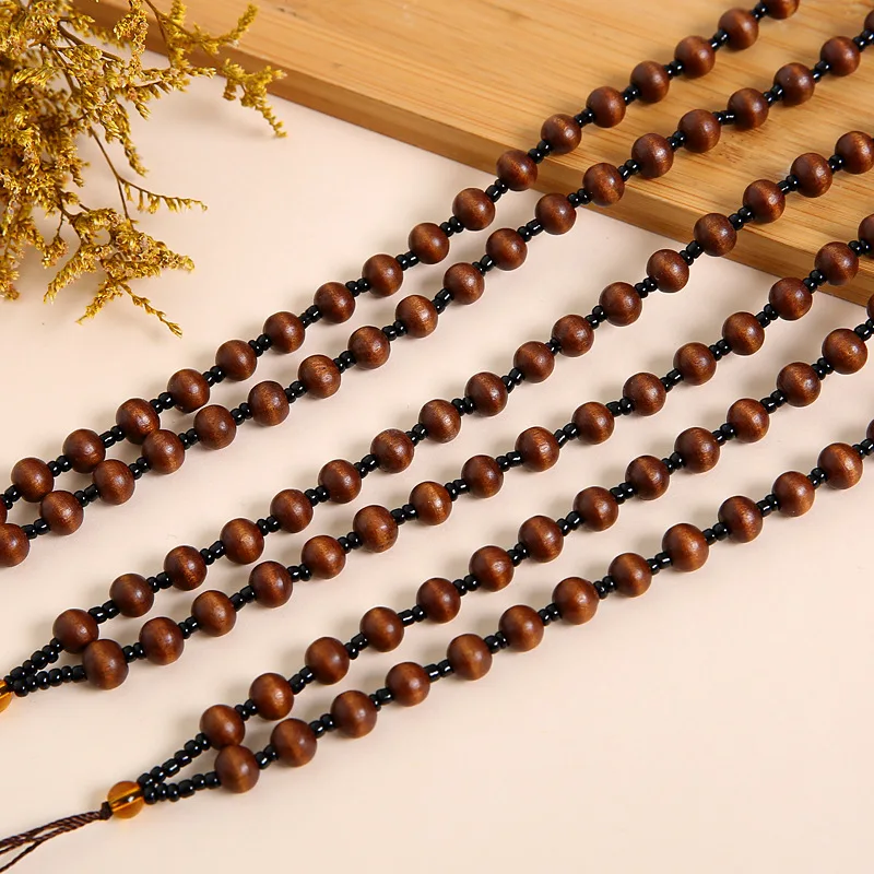 المسيح يسوع خشبية BeadsWomen الرجال مطرز قلادة طويلة موضة البوذية الصلاة اليوغا مجوهرات اليدوية DIY بها بنفسك مجوهرات اكسسوارات 5p #5