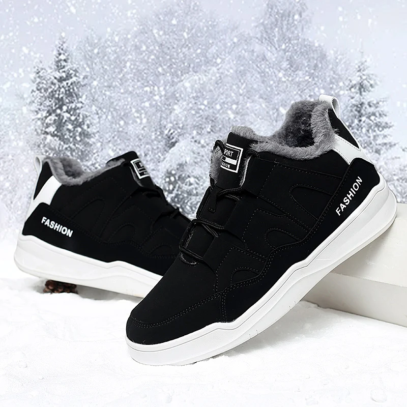 

Mens Winter Snow Boots Cotton-Padded Shoes Warm Casual Flat Shoes Fashion Non-Slip Comfortable Sneakers Men Footwear Plus Size